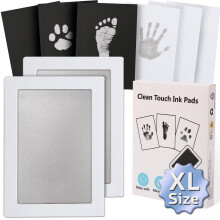 Zemiu Baby Handprint and Footprint XL Size Kit,2 Pcs Baby Handprint Ink Pads with Clean-Touch & 6 Imprint Cards Safe for Baby, Family Keepsake