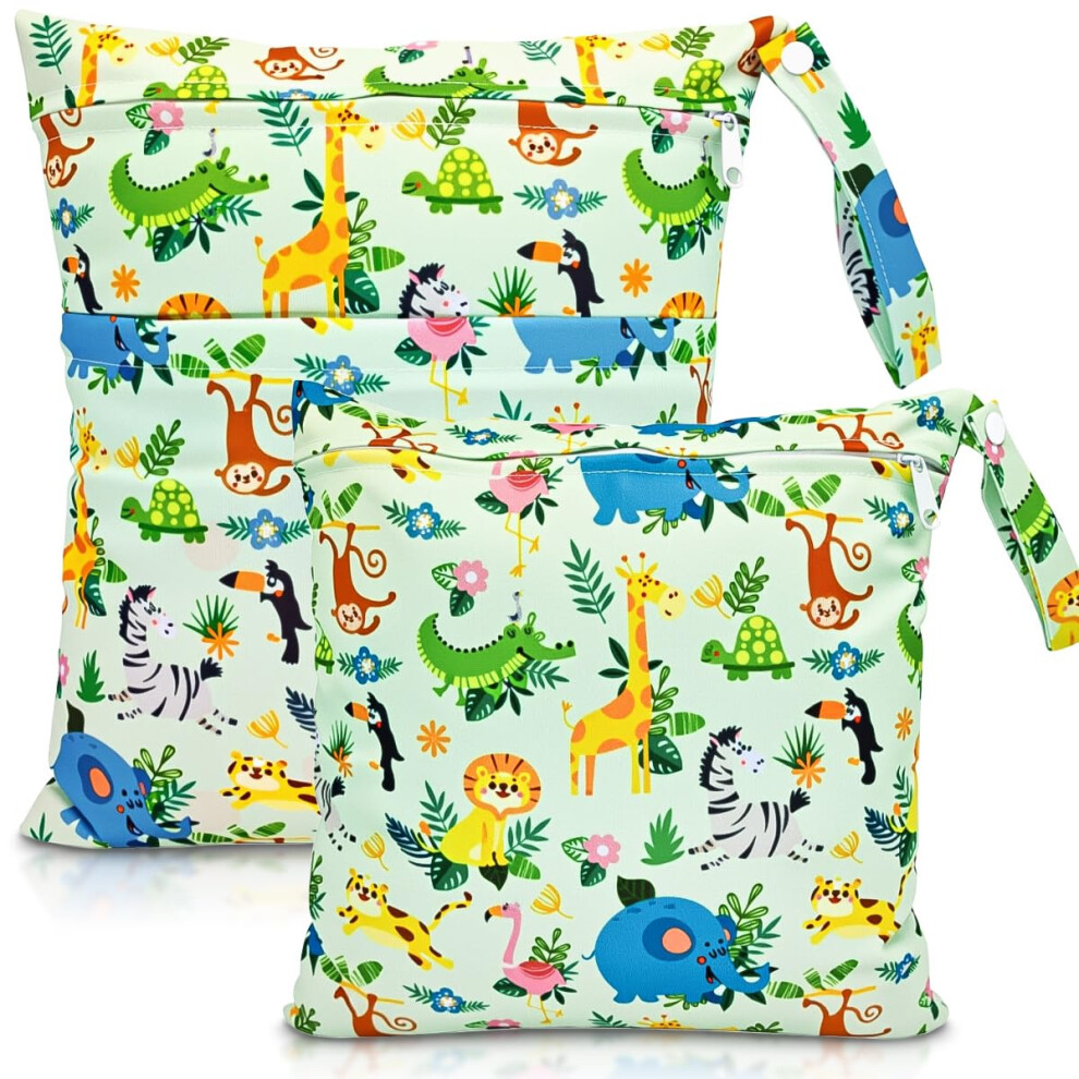 Wet Bag, 2 Pcs Wet Dry Bags For Cloth Diapers, Waterproof Reusable Washable Wet Dirty Laundry Bag Hotlike