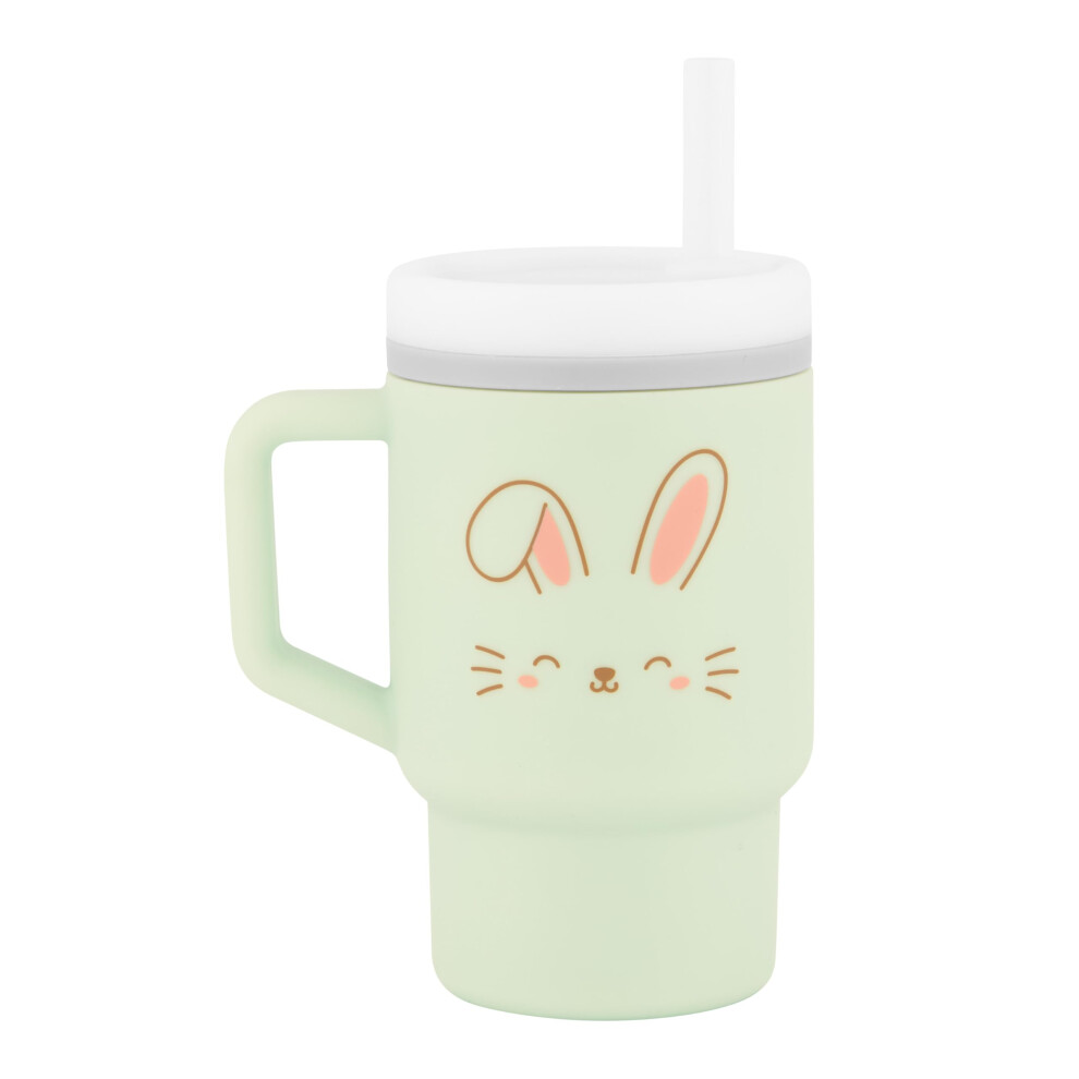 My 1St Tumbler, Silicone Sippy Cup With Straw & Handle, Spill-Resistant Baby Cup For On-The-Go, Bpa-Free Transition Bottle, Bunny Infantino