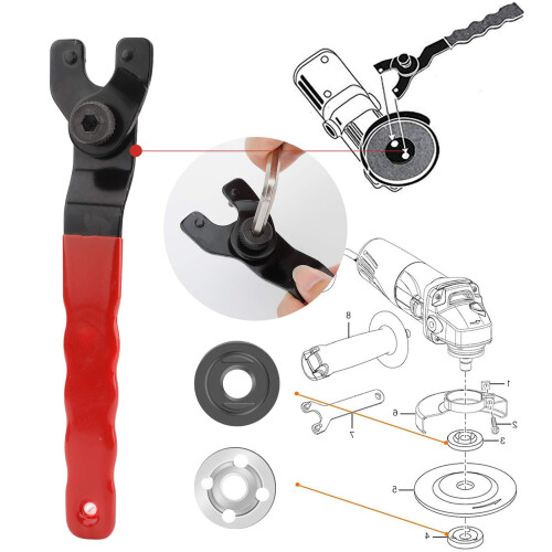 Rybtd Universal Angle Grinder Spanner 8-48mm Adjustable Pin Spanner with Allen Key Fitting Part Inner Outer Flange Home Spanner Wrenches Repair Tool 2