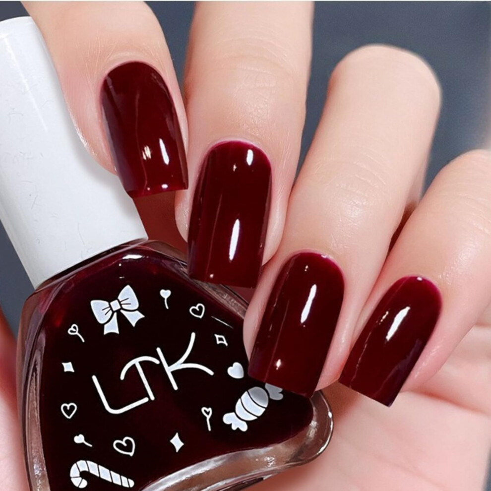 Shebeedo Red Cherry Nail Polish,Burgundy Nail Varnish Quick Drying,Long Lasting Breathable Nail,Pure Color Nail Polish,High Glossy Chip Resistant Diy