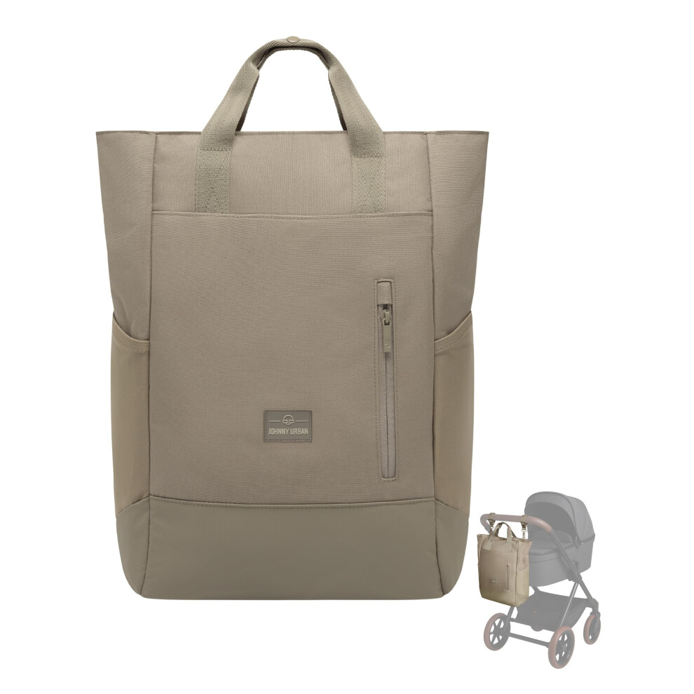 Changing Diaper Bag For Strollers - Blair - Pram & Stroller Bag With Lots Of Compartments & Bottle Holder - 16 Litre Capacity Grey Johnny Urban