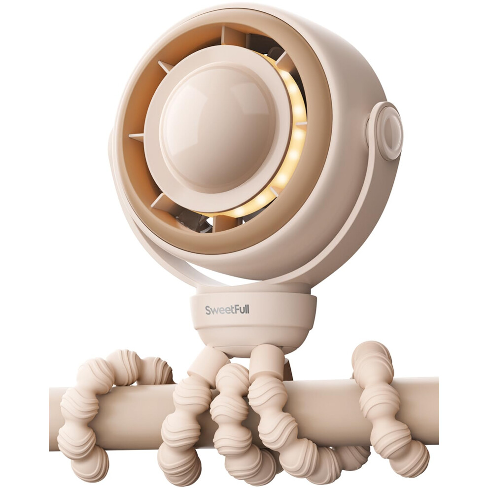Sweetfull Pram Fan - 360 Rotating Baby Stroller Fan Clip On, 4000Mah Rechargeab