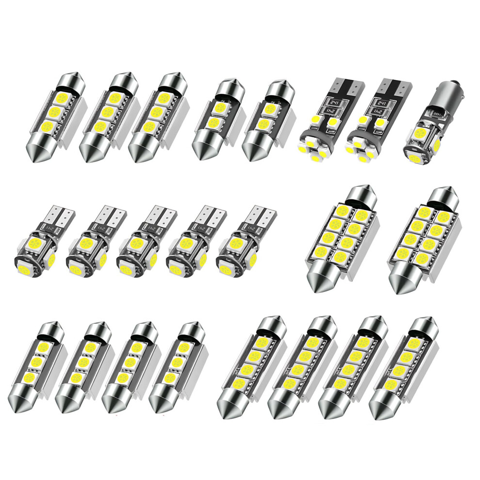 23Pcs Car Led Interior Bulbs, T10 Interior Car S Kit With Decoding 5050 6500K For Car Vehicle Dome Map Door Trunk License Plate Light 5051226421402