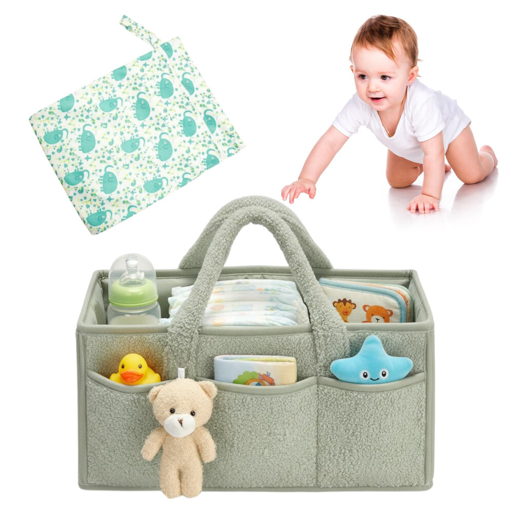 Nappy Caddy Organiser And Nappy Wet Bag Set, Portable Baby Changing Basket With Removable Dividers, Baby Essentials For Newborn Zimoer