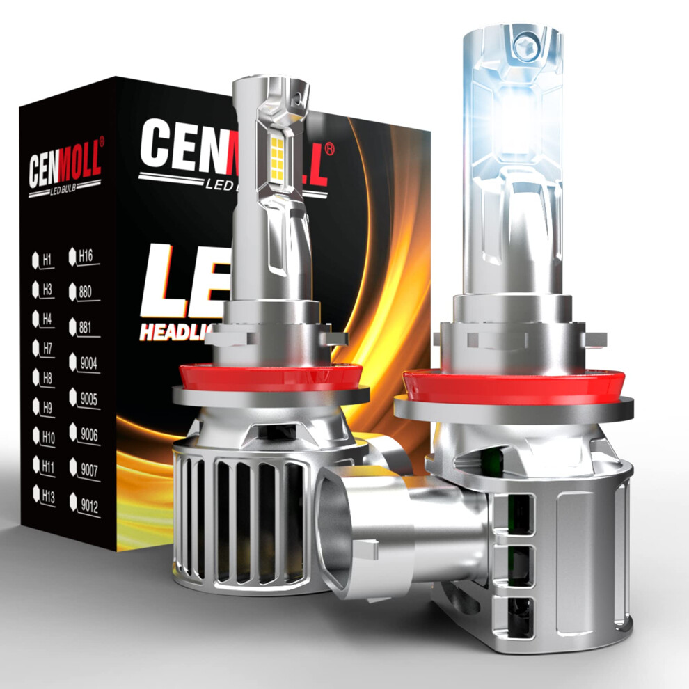 Cenmoll H11 Led Headlight Bulb, 110W 30000Lm 6000K Cool 360 Degree Adjustable Beam Angle 12V 24V 500% Brighter H8 H9 H11 Headlight Bulb Canbus White 5051226421419