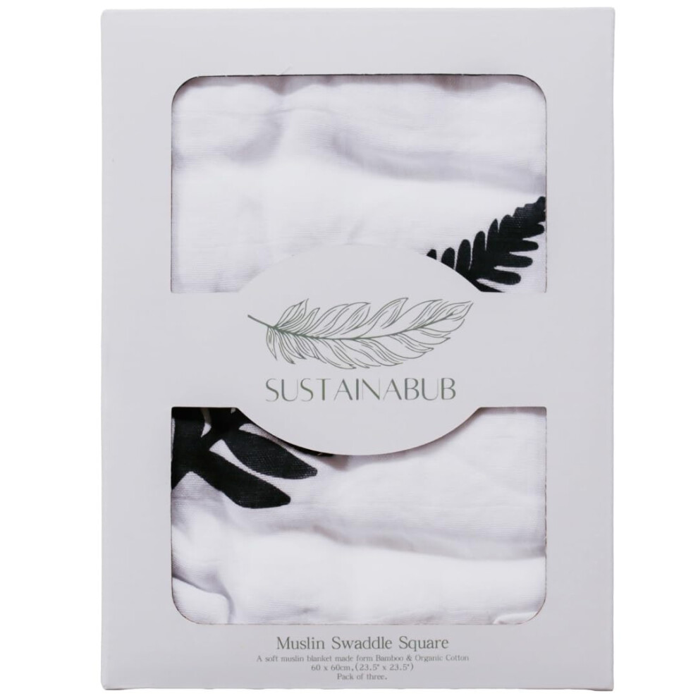 Sustainabub Pack Of 3 Organic Baby Muslin Cloths - Award-Winning Soft Muslin Squares. Gots & Oeko Tex Certified Bamboo & Organic Cotton Blend