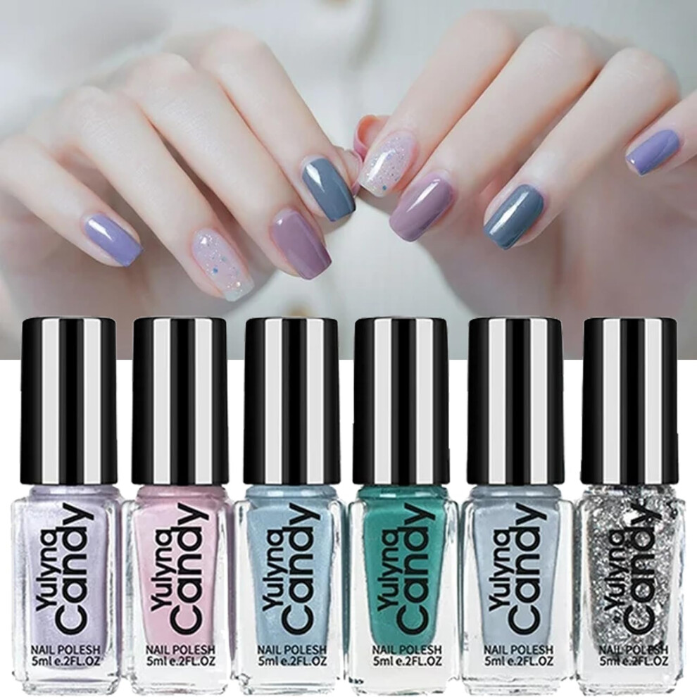 Fanfaluv Nail Polish Sets 6Pcs Nail Varnish-Quick Dry & Long Lasting-Non Toxic Oily Nature No Need Uv Nail Paint For Diy Nail Art Manicure At Home No