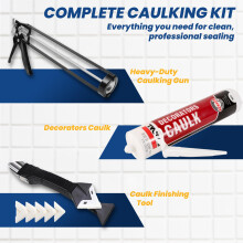 White Decorators Caulk Kit 2 Paintable Caulk Tubes Caulking Gun Fin