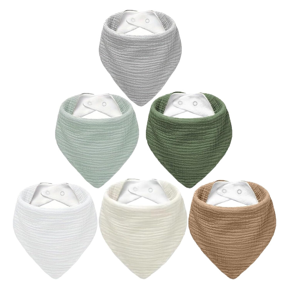 6 Pack Muslin Baby Bibs For Boys Girls, Soft Cotton Baby Drool Bibs, Drooling And Teething Bibs For Infant, Newborn (B) Roxanepig