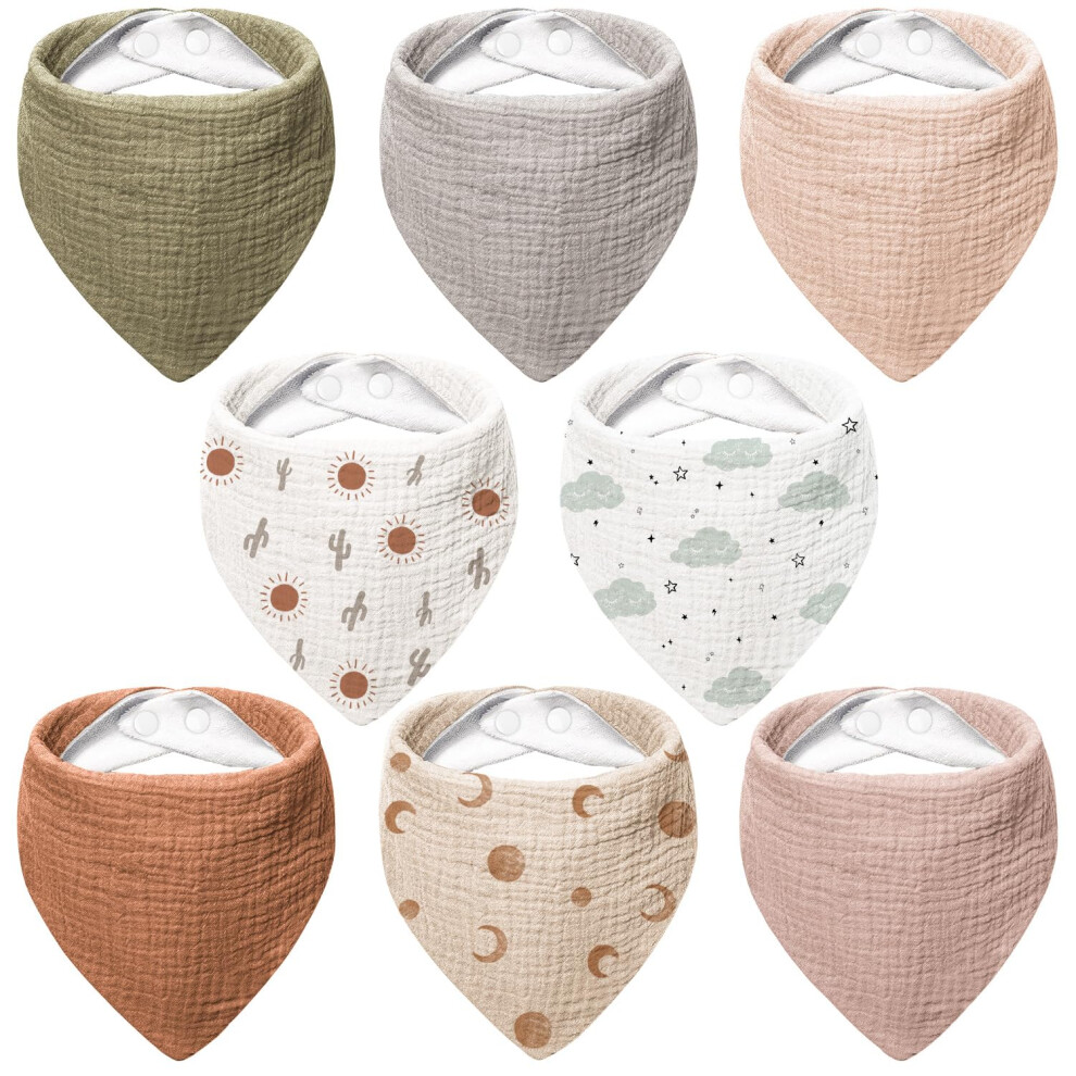 Muslin Baby Dribble Bibs 100% Cotton Baby Bandana Drool Bibs ( Moon) Brown Bearmoss