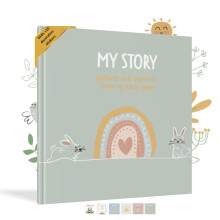 HuBorns - Baby Memory Book & Record Book, 50+ Pages and Stickers, Gifts & Essentials for Newborn, Neutral Keepsake for Boys & Girls