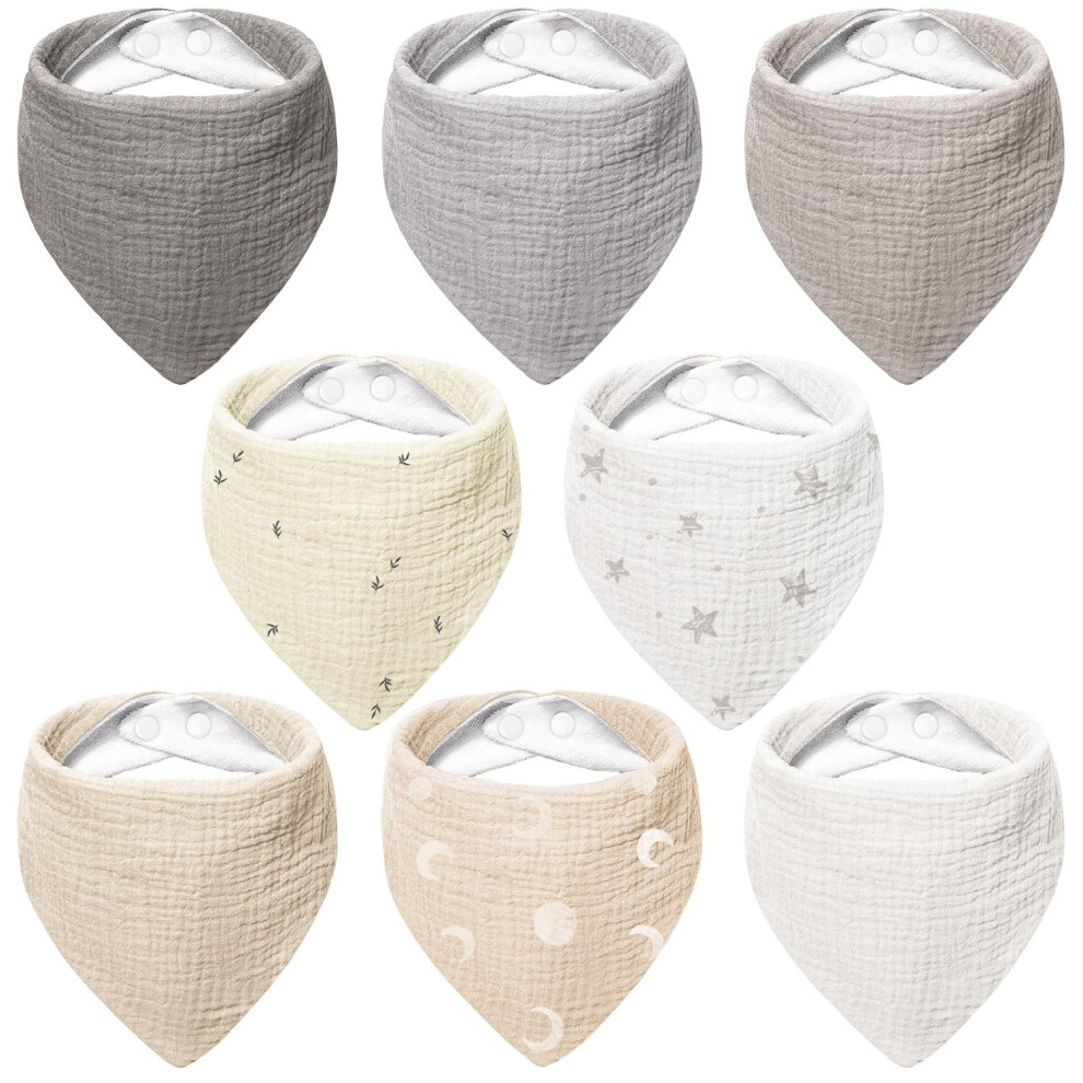 Muslin Baby Dribble Bibs 100% Cotton Baby Bandana Drool Bibs ( Forest) Grey Bearmoss