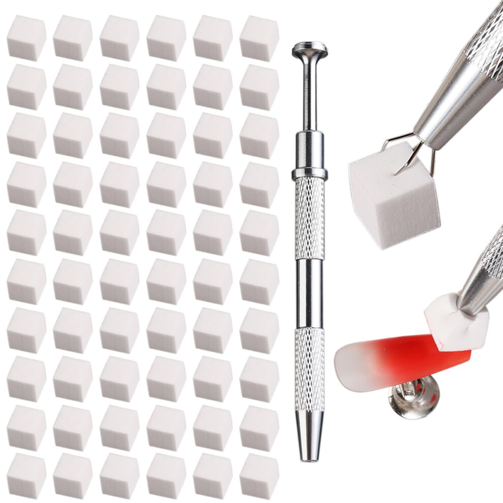 Fcozpjk - 100Pcs Soft Ombre Nail Art Sponges With Grip Pen Aura Nails Ombre Brush