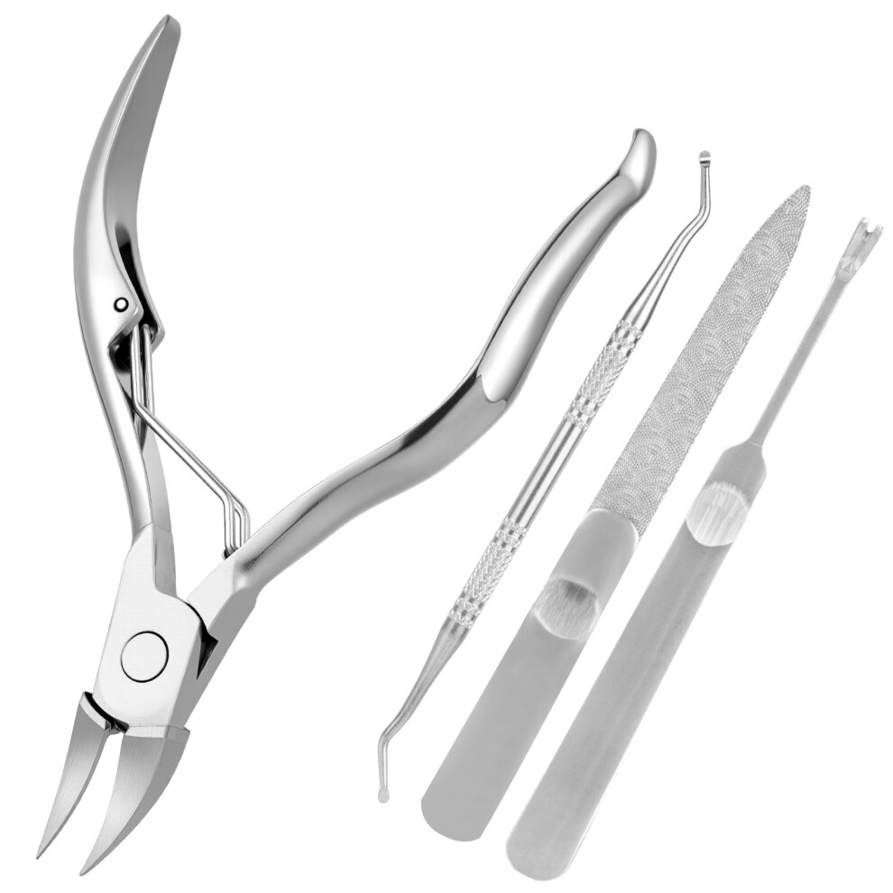 Butbu 4Pcs Cuticle Cutter, Stainless Steel Cuticles Remover Tool Set, Nail Clipper Cutter With Cuticle-Pusher And Nippers, For Dead Skin, Nail
