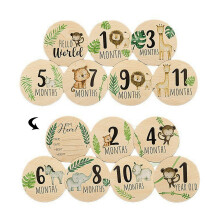7Pcs Baby Milestone Cards,Wooden Milestone Born In 2025 Baby Monthly Months Milestones Cards Chart Gifts Shower Welcome Sign,10cm Round Announcement