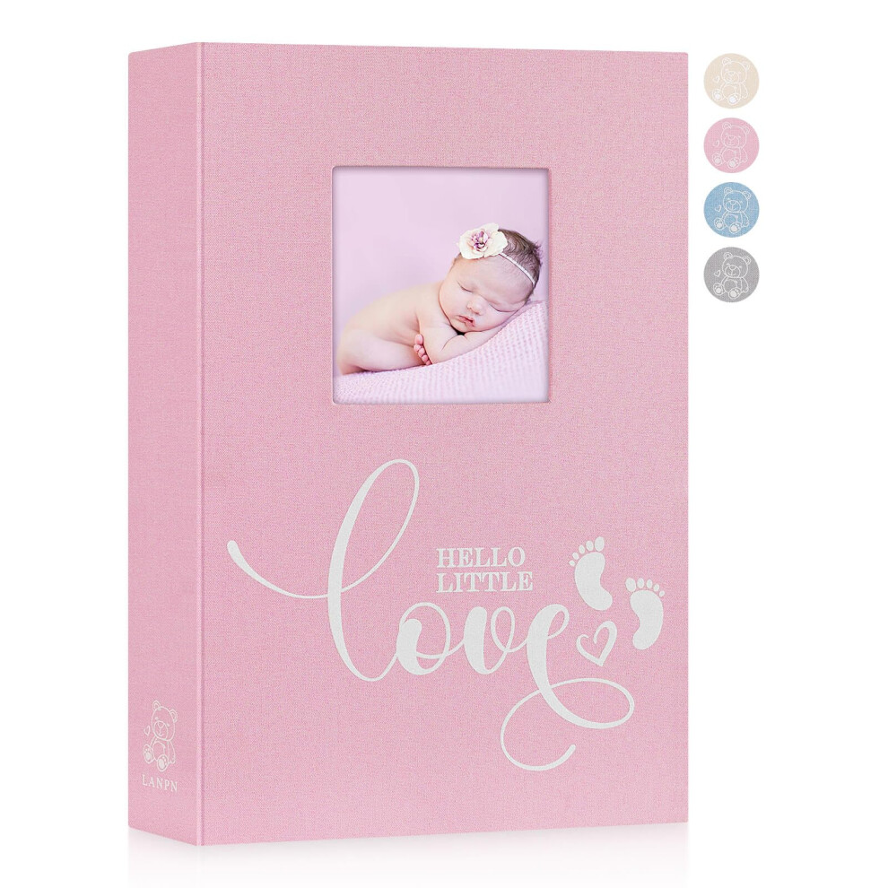 Baby Photo Album 6X4 300 Pockets, Linen Hardcover Newborn Memory Book With Memo Writing Area, Bebe Photobook, Slip-In Picture Book Lanpn