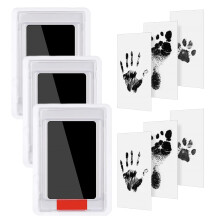 ASIRYVA 3 Pcs Baby Hand and Footprint Kit, Safe, Inkless, Non-Toxic for Babies & Pet Paw Print Kit (Black)