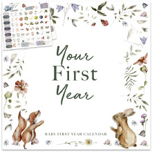 Baby's First Year Calendar With Stickers & 1st Years Calendars, Baby Tracker Keepsake | Babies Milestone Memory Gift Set