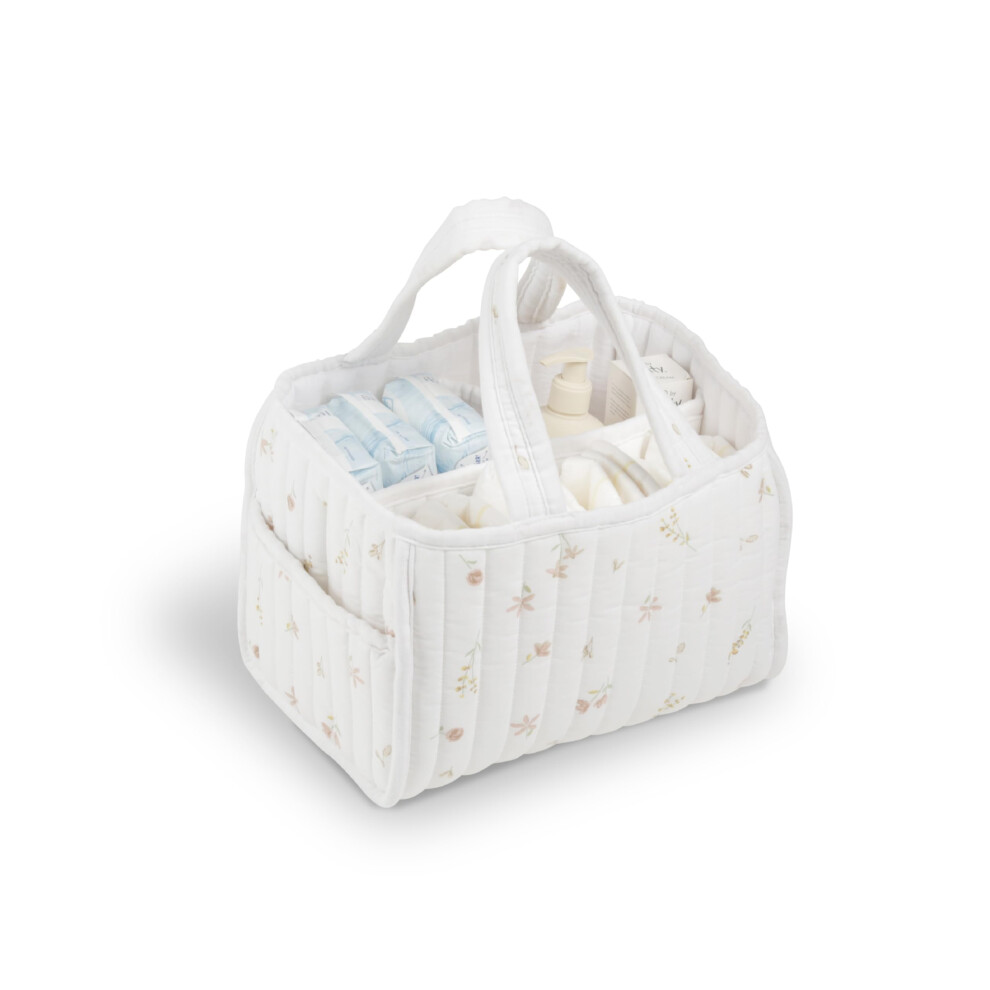 Nappy Caddy - Quilted Nappy Caddy Organiser With 3 Spacious Internal Compartments, Outer Pocket, Sturdy Handles, Machine Washable - Newborn Cuddleco