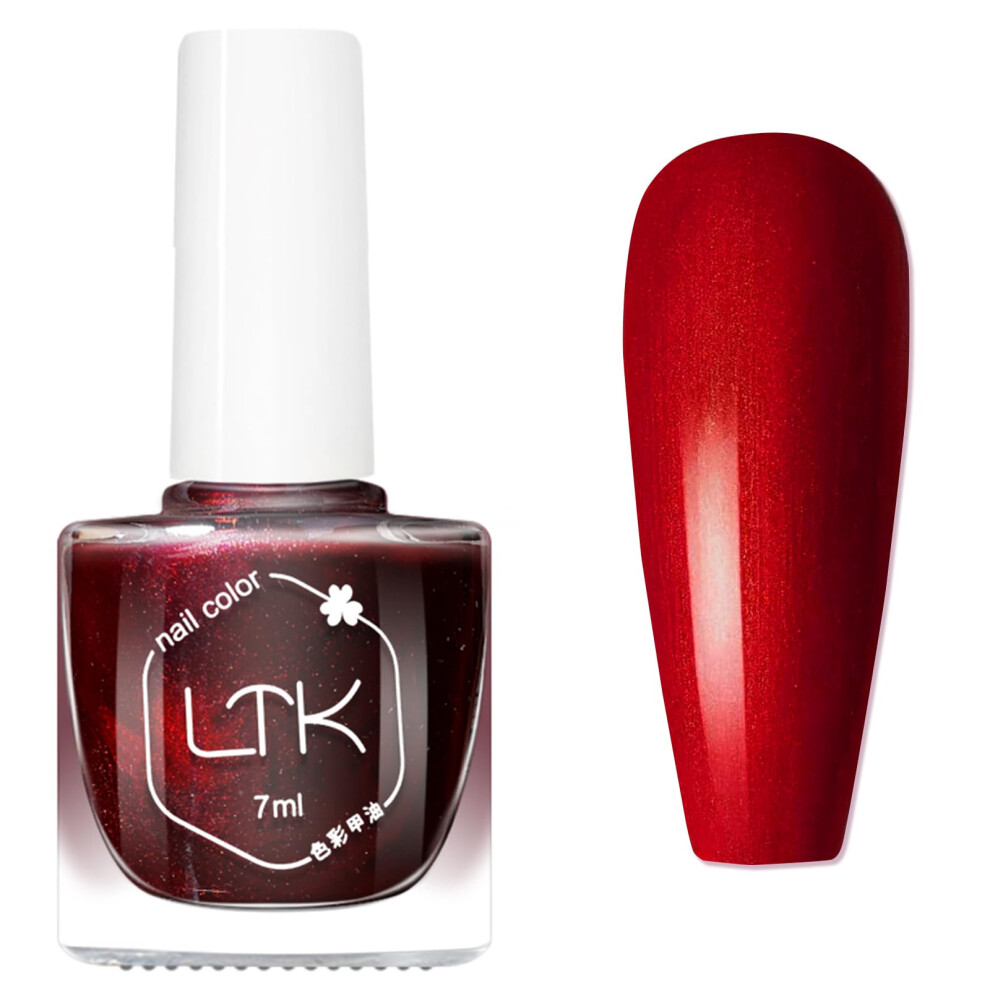 Meitrend White,Red Red Nail Polish - Pearl Red Nail Varnish - Burgundy Nail Polish - 60 Seconds Shimmer Nail Polish Quick Dry