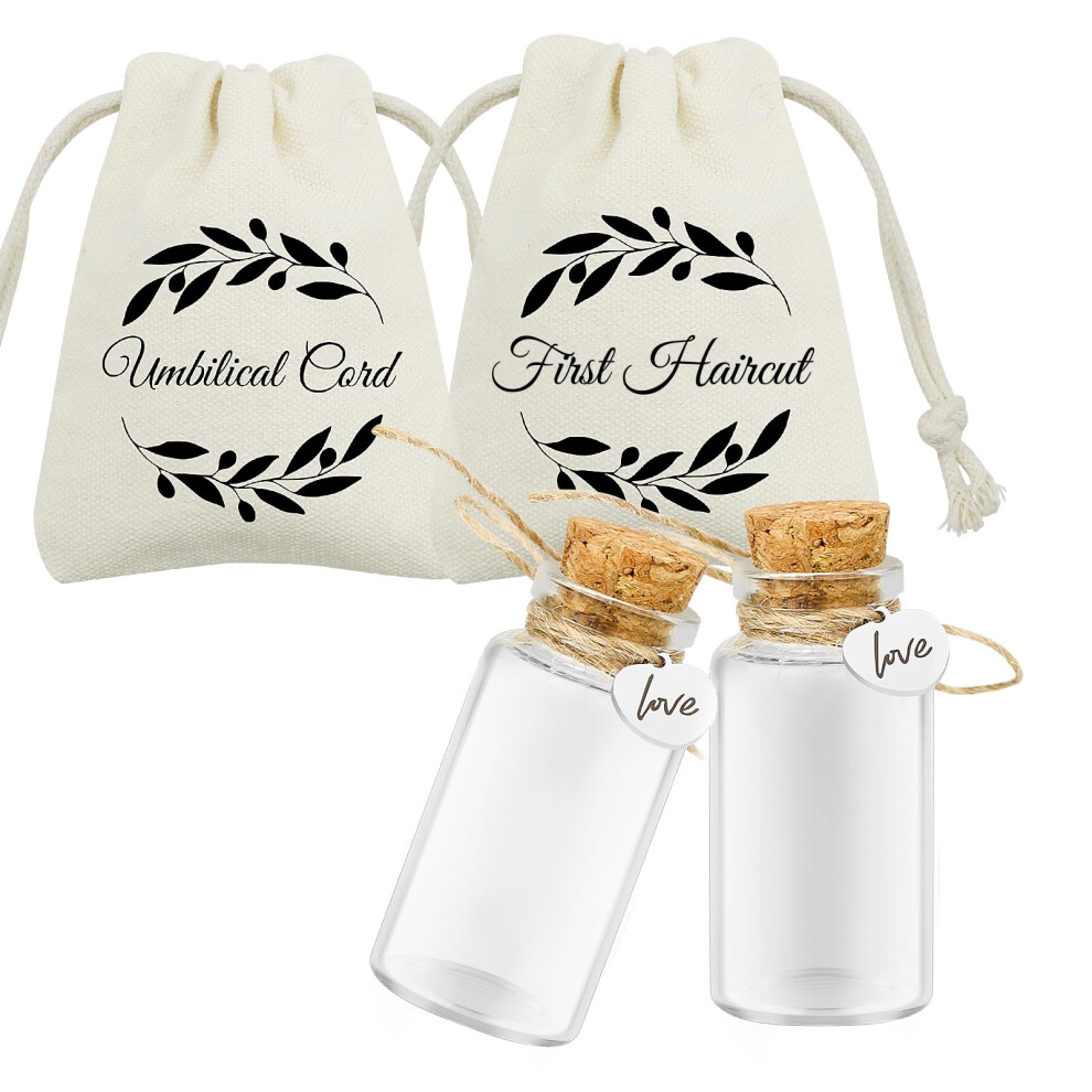 Baby Umbilical Cord And First Haircut Keepsake Glass Bottle Gift Set, Jar For Umbilical Cord And Fetal Hair Storage And Memorial Malihome