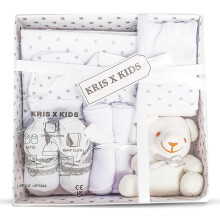 Kris X Kids Newborn Baby Gift Set – 7 Piece Luxury Box (0-3 Months) | Baby Shower Gift | New Baby Present | White