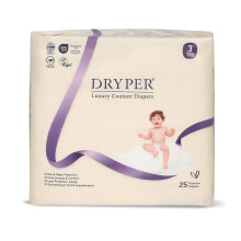 Baby Nappies Size 3 DRYPER (6-11kg), 25 Count, Ultra-Thin Soft Hypoallergenic Nappies for Sensitive Skin, 3D Leak Guards + Wetness Indicator