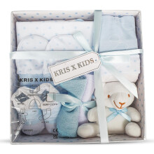 Kris X Kids Newborn Baby Boy Gift Set – 7 Piece Luxury Box (0-3 Months) | Baby Shower Gift | New Baby Boy Present | Blue