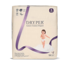Baby Nappies Size 5 DRYPER (13-18kg), 19 Count, Ultra-Thin Soft Hypoallergenic Nappies for Sensitive Skin, 3D Leak Guards + Wetness Indicator