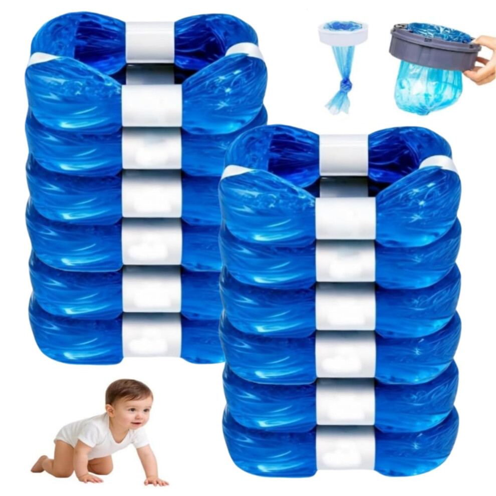 12 Pack Nappy Bin Refills, 4.5M Smell Proof Diaper Bins Pail Disposal Bags, Diaper Pail Refill Bags Hold 320 Diapers,Compatible With Tommee Tippee Waibejon