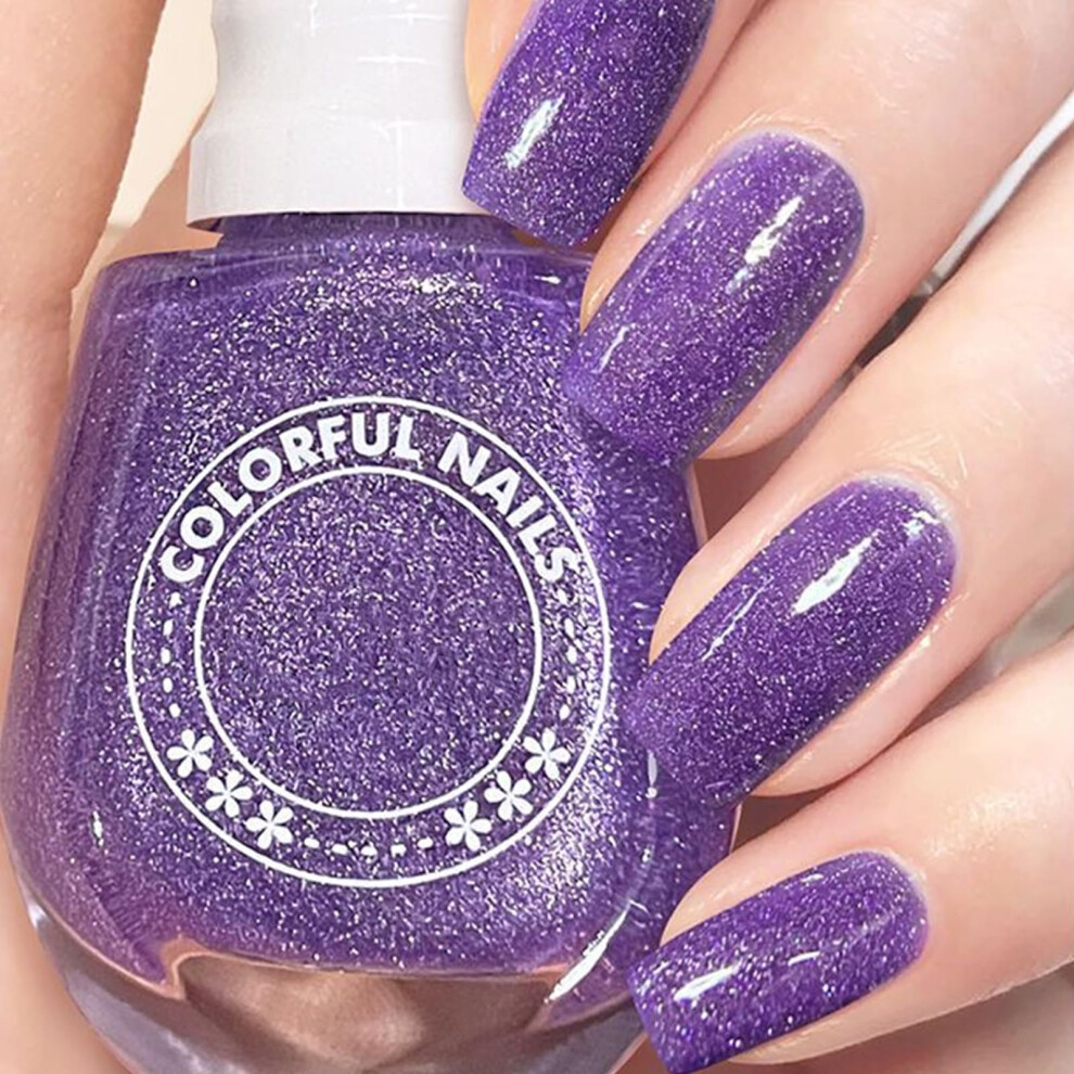 Nlfox Purple Nail Polish - Nail Varnish - Long Lasting Chip Resistant No Need Uv Non - Toxic Formula Nail Art Diy Home Ltk Glitter