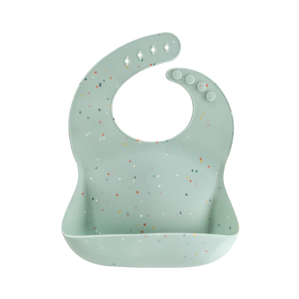 Mushie Baby Silicone Bib | Adjustable Fit Waterproof Bibs | Easy Wipe Baby Feeding Bibs | 4 Adjustable Sizes With Deep Front Pockets