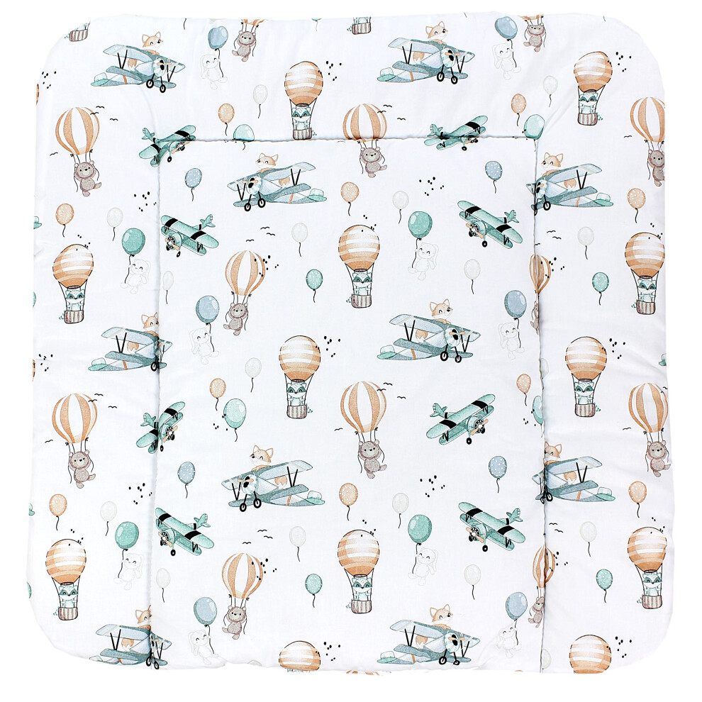 Baby Changing Mat Softly Padded Patterned, Foxes On The Plane, 75 X 85 Cm Tuptam