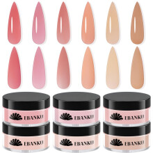 EBANKU Acrylic Powder Set of 6, 10g/0.35oz Acrylic Powder Professional Acrylic Nail Powder for Nail Acrylic Extension, Nail Carving, Long-Lasting