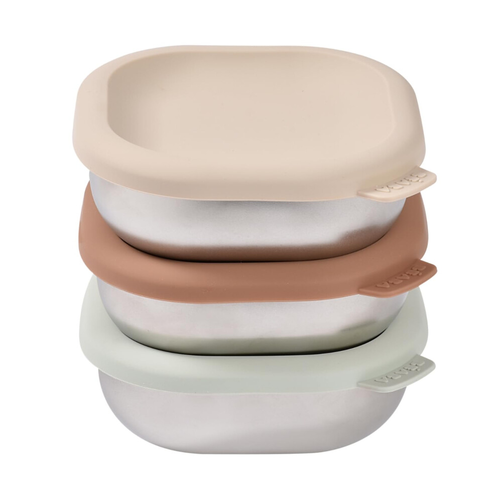 Béaba Stainless Steel Baby Food Pots, Adjustable Portions For Purees & Snacks, Airtight, Unbreakable, Microwave & Freezer Safe, Bpa-Free, Odour-Free, Beaba