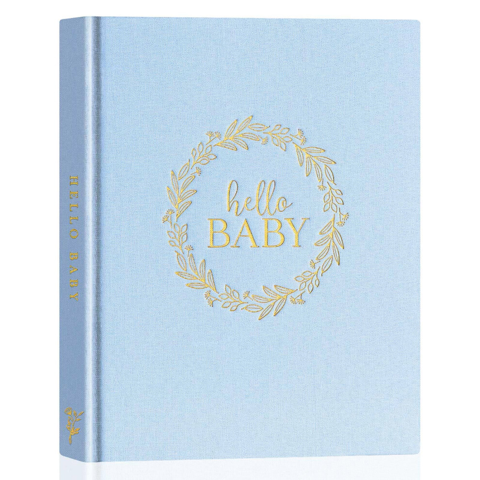 Lanpn Hello Baby Memory Book For Boy Or Girl - Linen Cover First 5 Year Journal Scrapbook Photo Album - Newborn Milestone Keepsake For New Parents