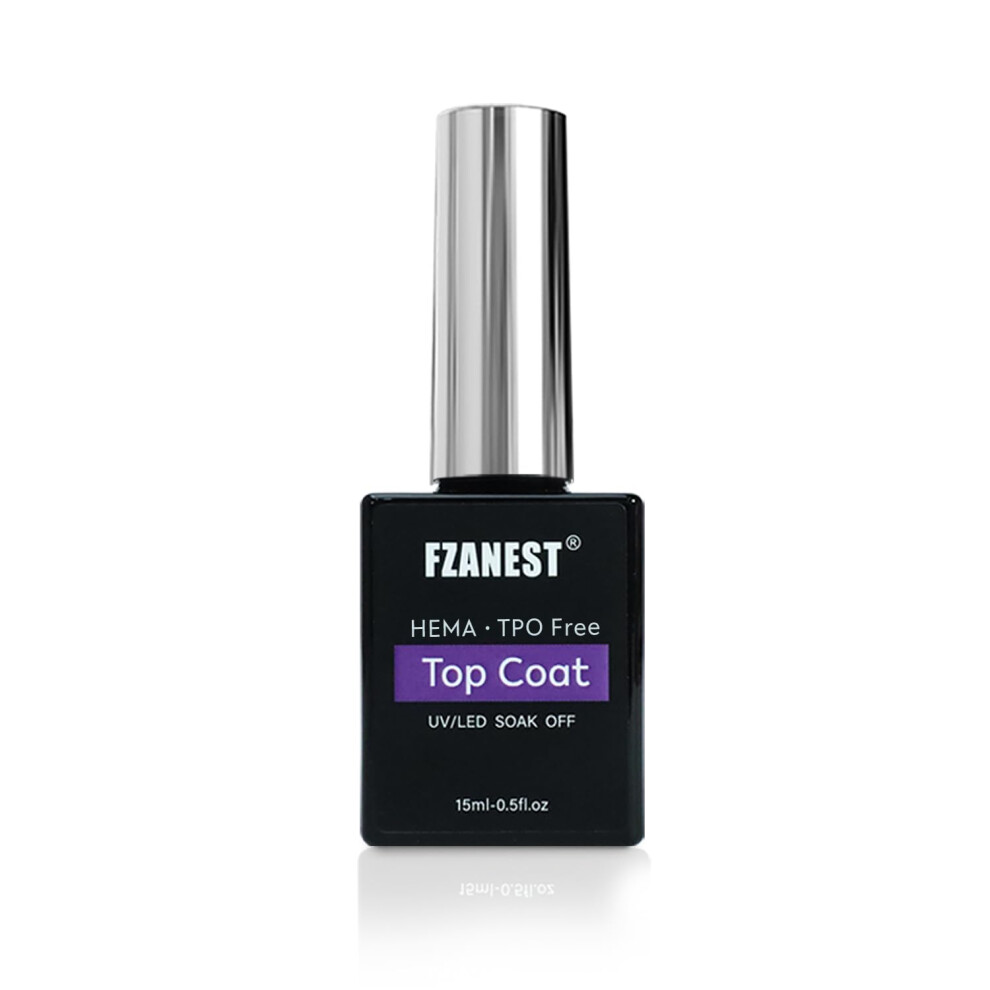 Fzanest Hema-Free Gel Top Coat Gel Nail Polish, Tpo-Free Ultra Shine No Wipe Top Finish Nail Polish