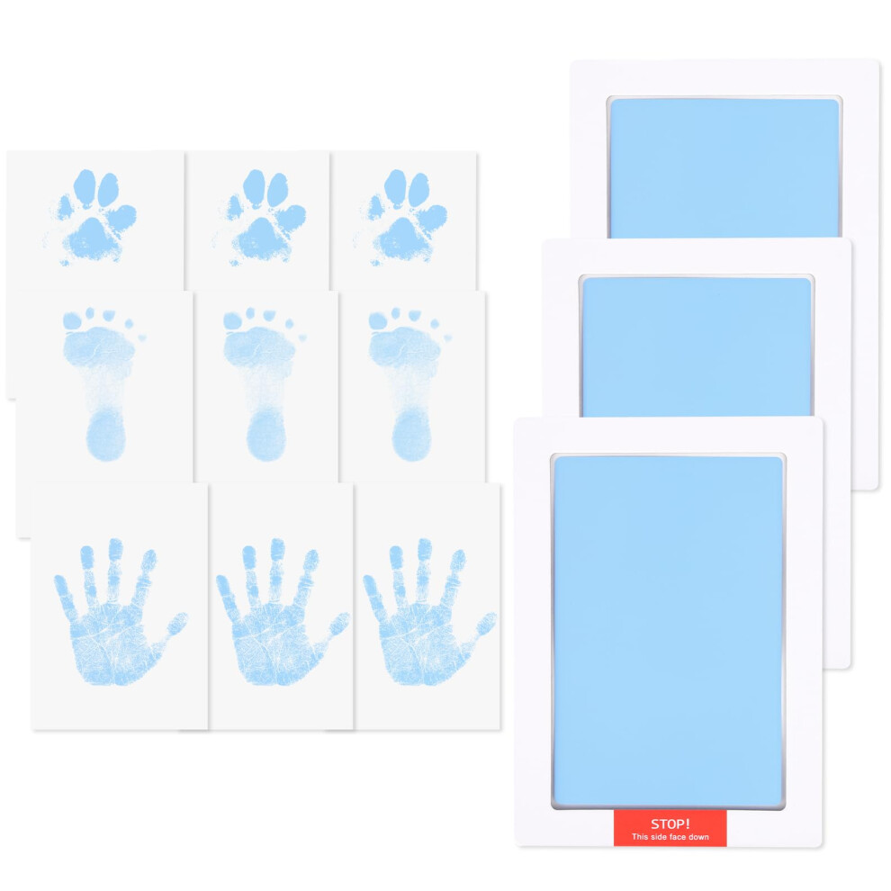 Baby Handprint And Footprint Kit | 3 Pack Baby Inkless Print Pads | 9 Imprint Cards | Inkless Baby Footprint Kit Clean-Touch | Safe For Baby Hyzevee