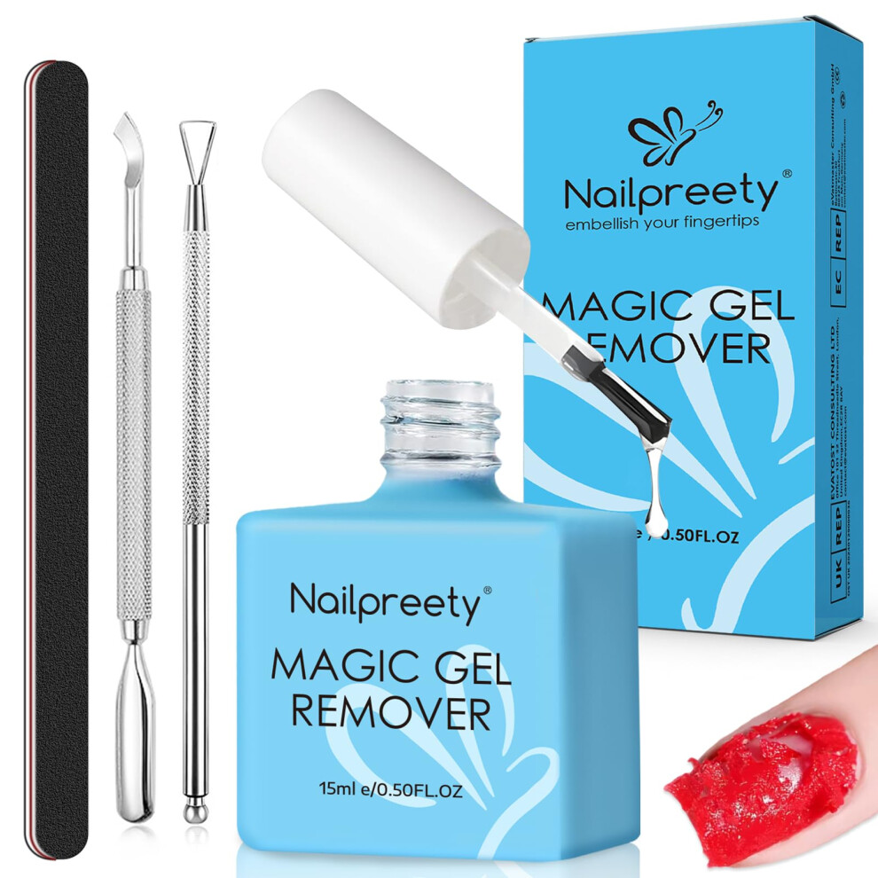 Bodiiwuliu Gel Nail Polish Remover 15 Ml,Professional Nail Varnish Remover,Easy Quick Remove,Don't Hurt Your Fingernails, No Need For Foil