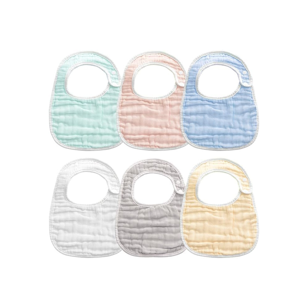 Gothicbride 6Pack Muslin Baby Bibs Ultra Soft Absorbent - 100% Organic Cotton Baby Bandana Drool Bibs Adjustable Snaps For Infants, Newborns And Toddlers