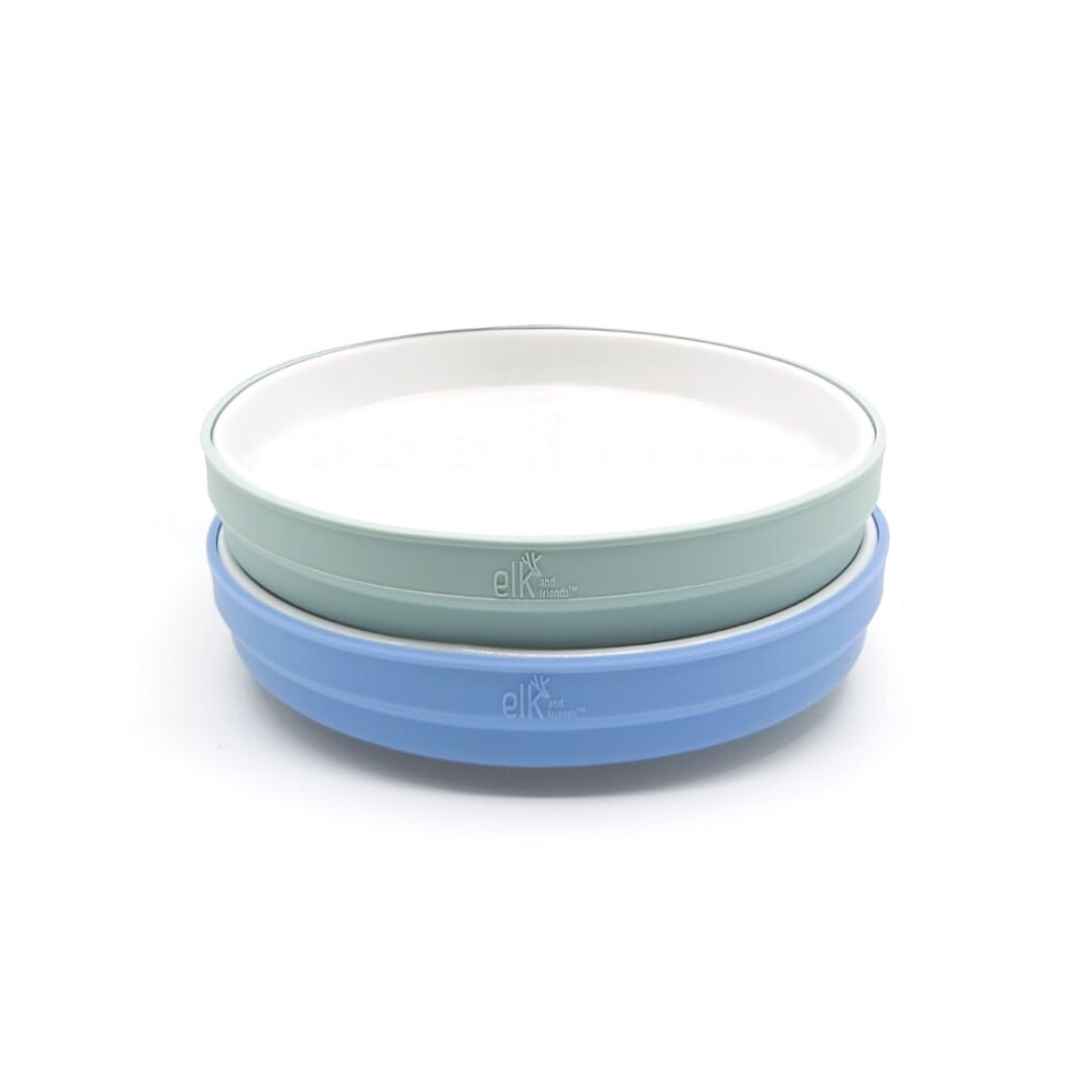 Kids 7.8” Porcelain Plates With Silicone Sleeves | Suitable For Babies/Toddlers | Microwave & Dishwasher Safe White Elk And Friends