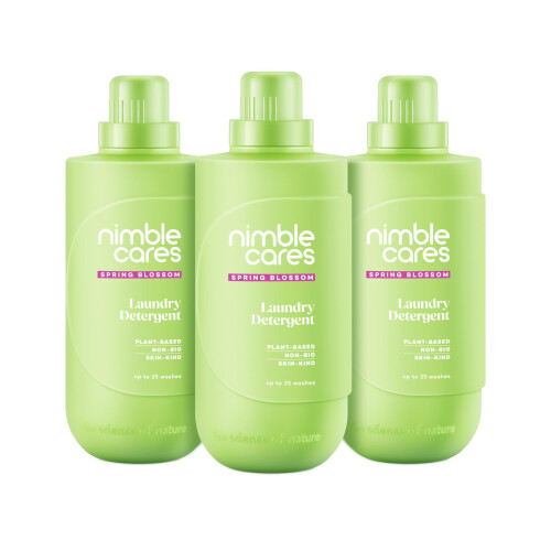 Nimble Cares Plant Based Non Bio Laundry Detergent (3 * 800ML, SPRING BLOSSOM)
