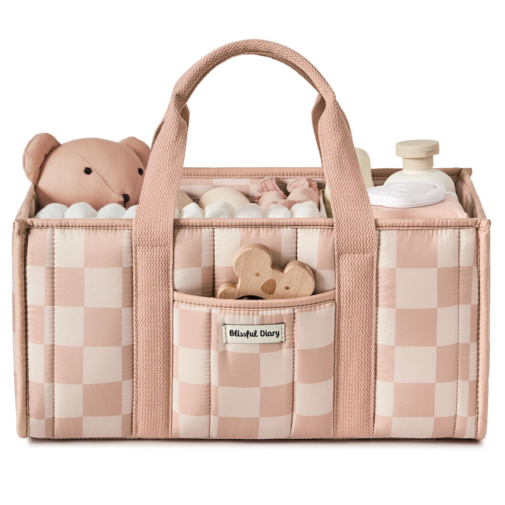 Blissful Diary Nappy Caddy Organiser, Baby Diaper Caddy For Nappy Station, Stylish Storage Basket For Newborn Essentials