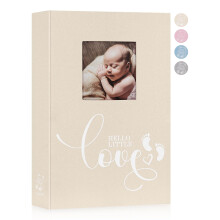 Lanpn Baby Photo Album 6x4 300 Pockets, Linen Hardcover Newborn Memory Book with Memo Writing Area, Bebe Photobook, Slip-in Picture Book