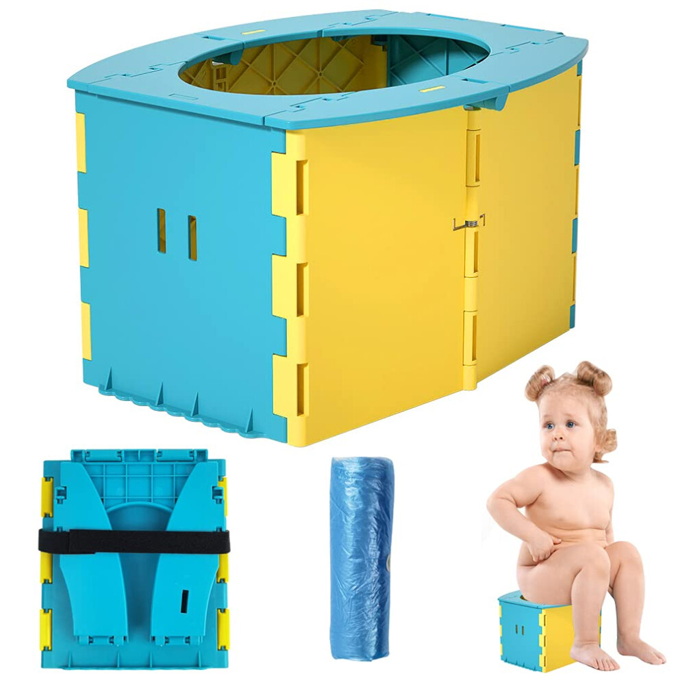 Portable Children's Toilet, Travel Potty For Children, Folding Toilet Seat With 10 Disposable Bags, Potty Training For Indoor And Outdoor Feibamaoyi