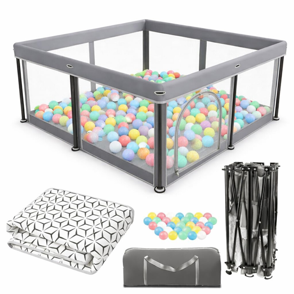 Colpart Foldable Baby Playpen With Mat - Portable, Spacious & Sturdy Play Yard For Babies And Toddlers, Quick 1-Minute Setup, Travel-Friendly