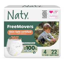 Naty FreeMovers Nappy Pants | Sensitive Skin Certified Potty Training Pants | Soft, Fragrance Free | Absorbent & Leak-Proof | Unisex Baby & Toddler