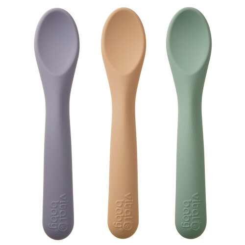 Vital Baby Silicone Spoons, 3 Pack | Shallow Spoon Tips, Easy-Grip