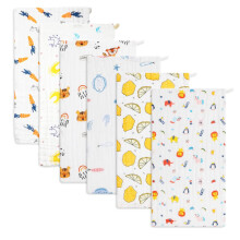 norinori Baby Muslin Cloths Muslin Squares 6Pack - Burp Cloths hanky Washcloths 100% Cotton Super Soft and Absorbent Large 20''x10'' Newborn